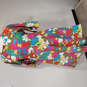 Vintage Adele Fashions Dress Palm Royal Colorful A-Line 3/4 Sleeves size 6